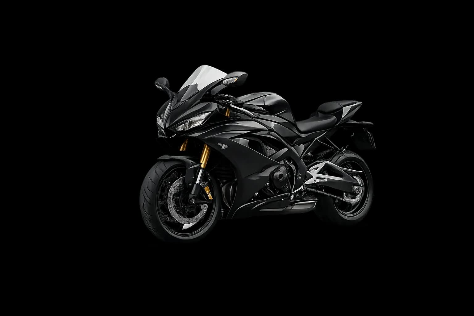 Black sport motorcycle side view