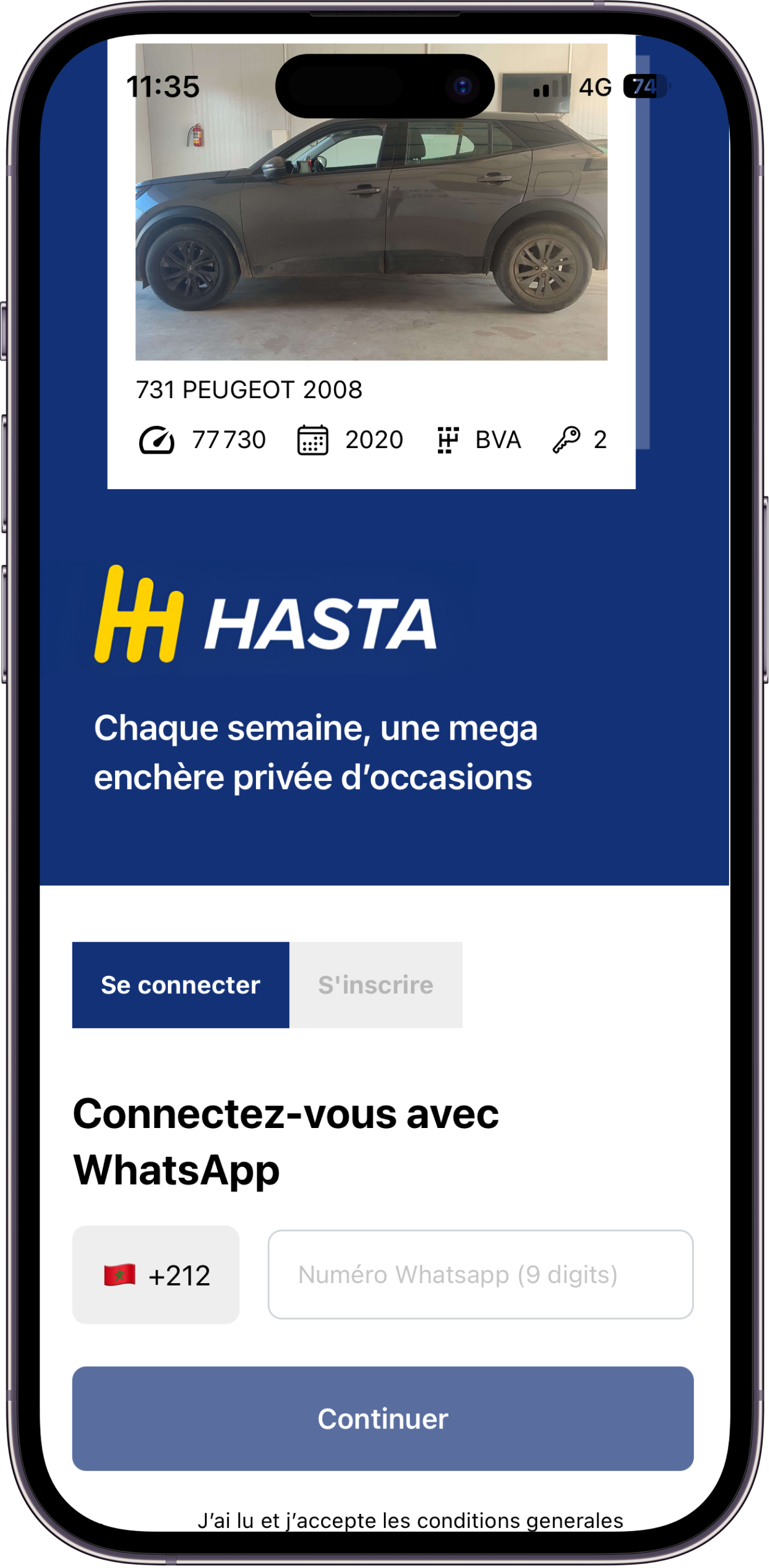 Hasta app signup preview